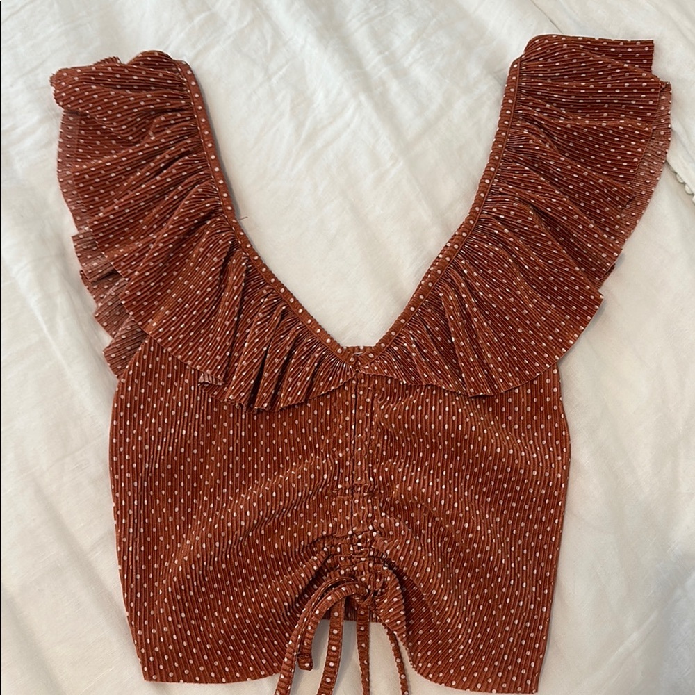 Zara Ruffled Brown Top